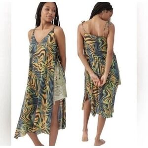 Urban Outfitters UO Dove Chiffon Printed Dress Cover Up Zebra Funky Artsy Travel